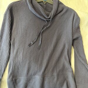 Marsh River Nightshadow Blue Waffle Knit Cowl Neck Pullover Top Size L